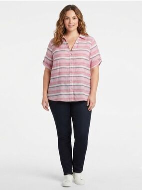 Chic Pink and White Striped Shirt
